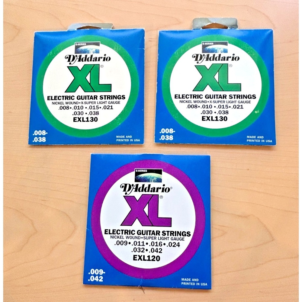 Lot Of 3 D'Addario XL Electric Guitar Strings EXL130 EXL120 Super Light USA